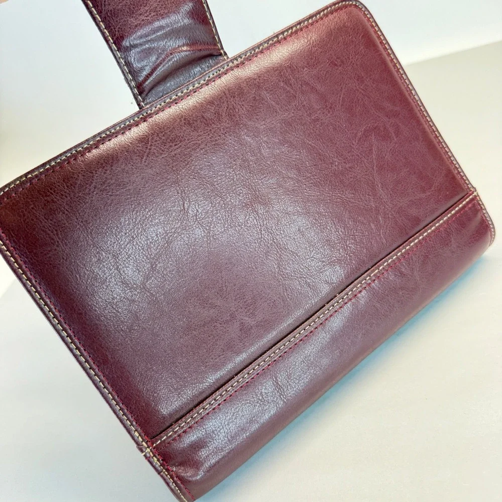 Franklin Covey Leather 7 Ring Planner Classic Size Binder Organizer Snap Closure